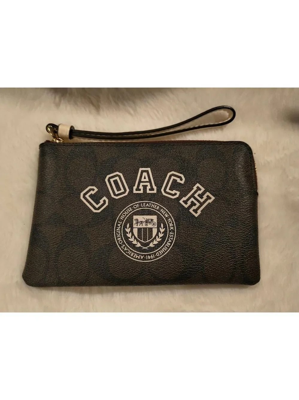 Coach Brown Signature Logo Wristlet